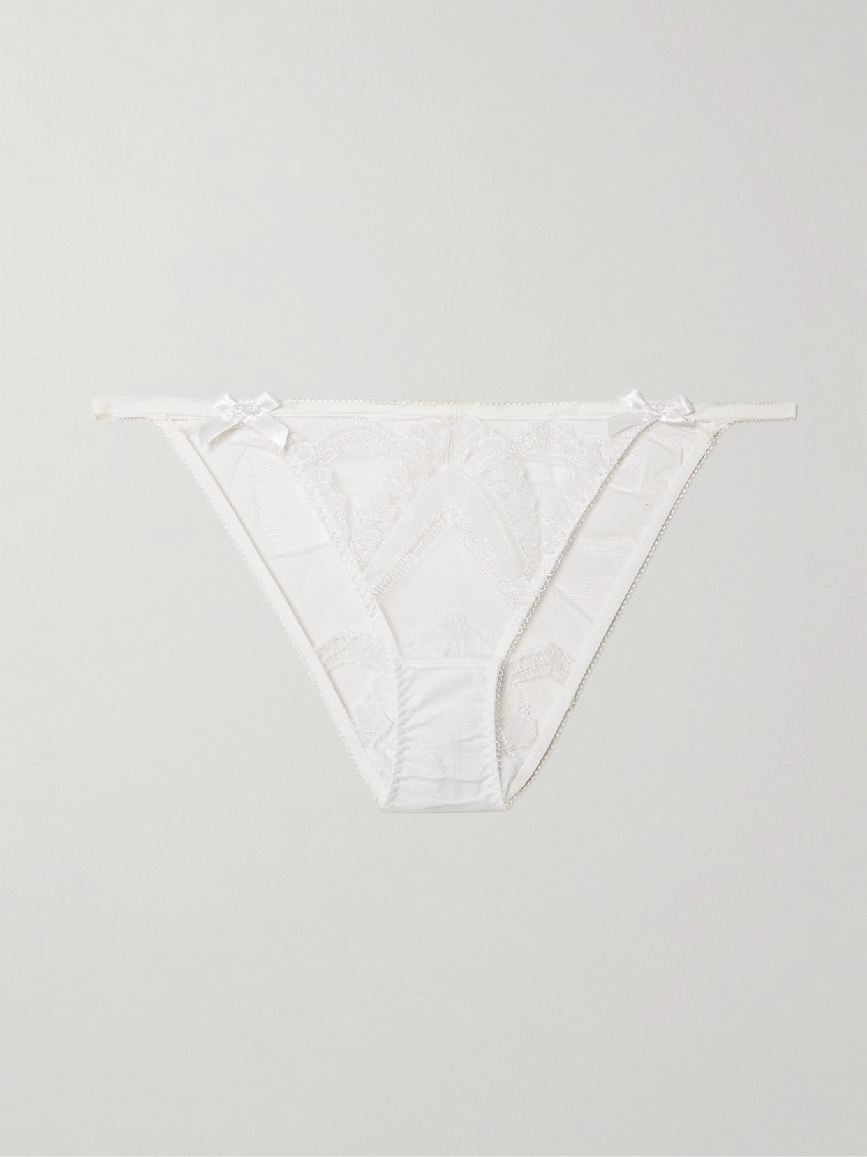Agent Provocateur Alysia Bow-detailed Embroidered Tulle Briefs In White