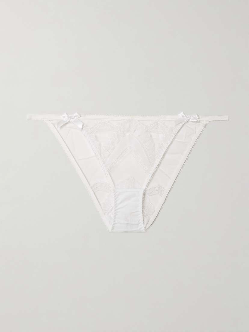 Agent Provocateur Alysia Bow-detailed Embroidered Tulle Briefs