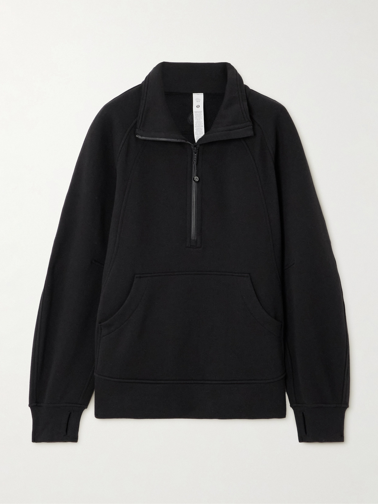 Lululemon Scuba Cotton-blend Jersey Half-zip Jumper In Black
