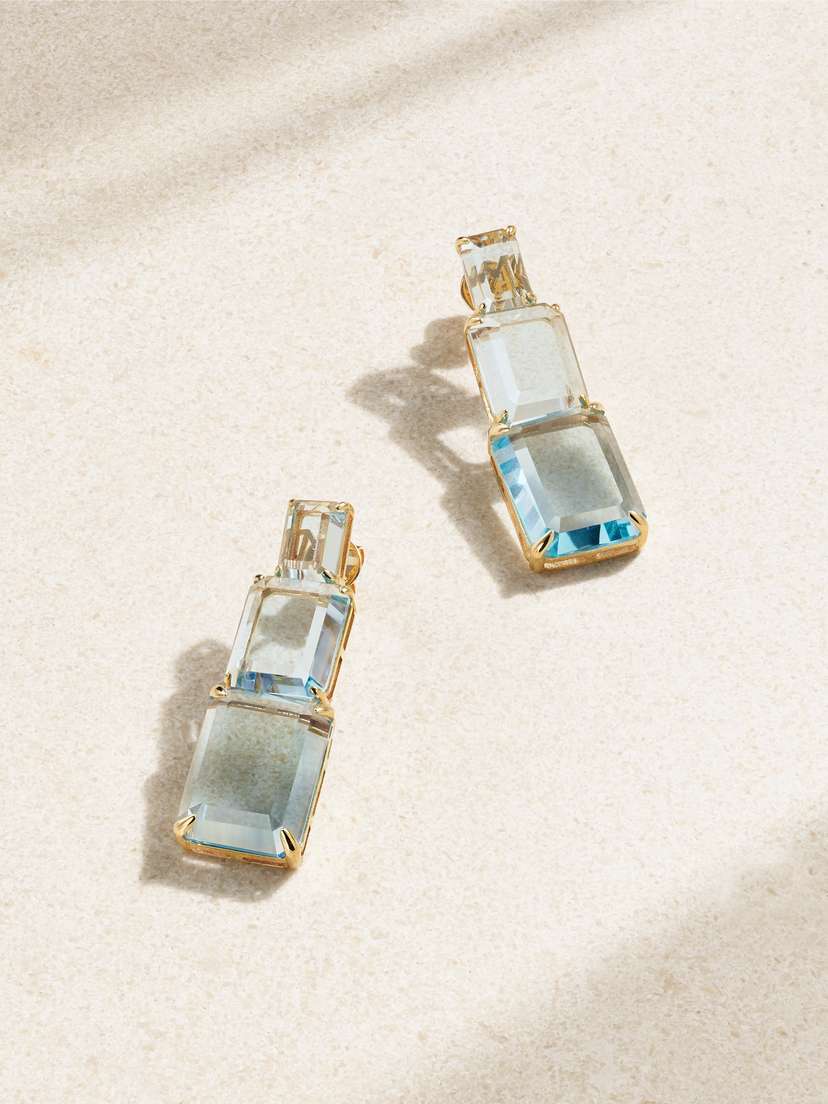 Mateo Arithmetic Composition 14-karat Gold Topaz Earrings