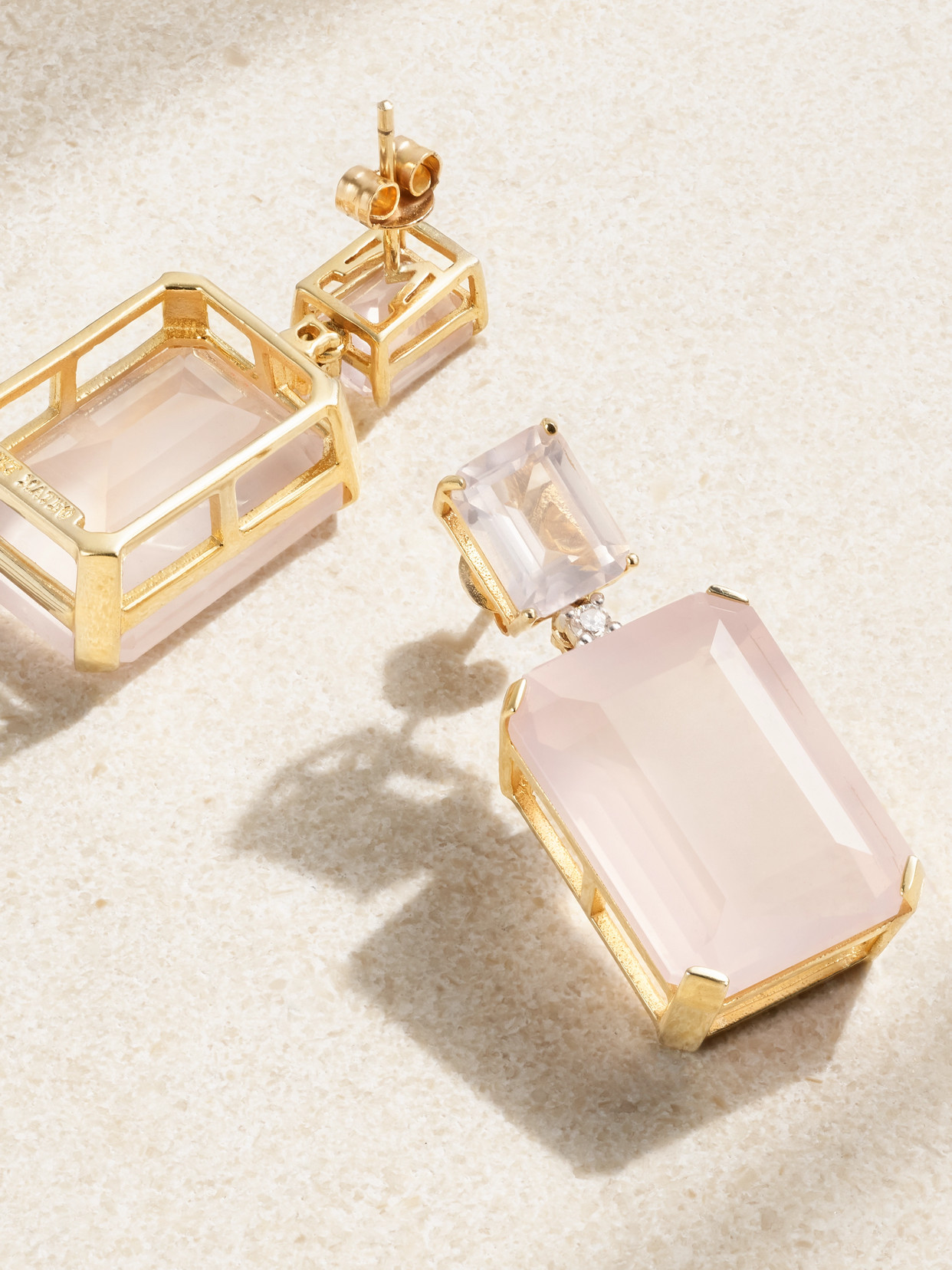 Mateo 14-karat Gold Rose Quartz And Diamond Earrings In Gold
