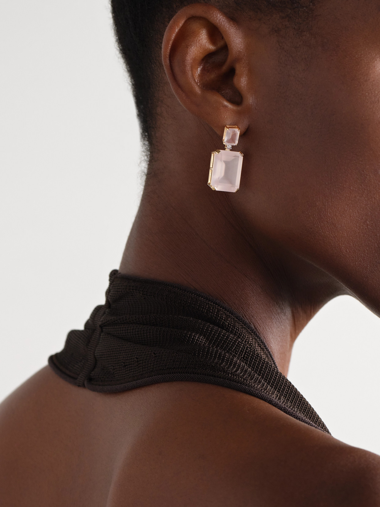 Mateo 14-karat Gold Rose Quartz And Diamond Earrings In Gold