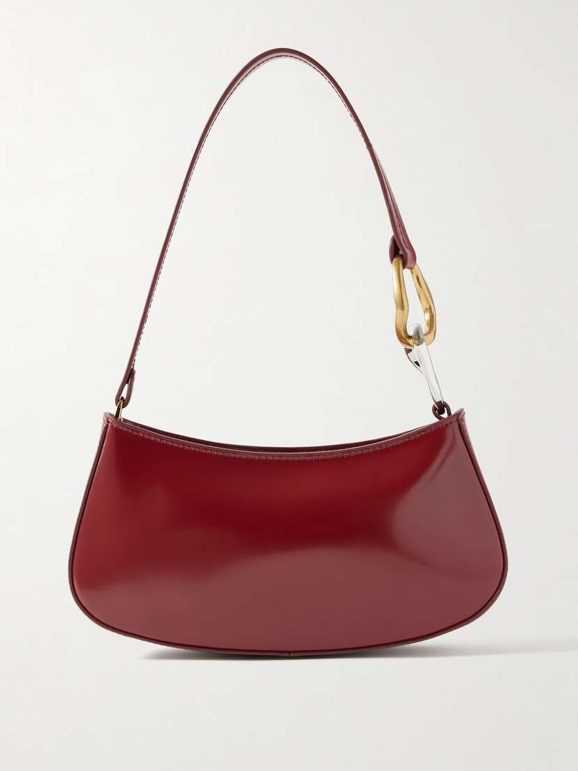 Staud Ollie Embellished Glossed-leather Shoulder Bag