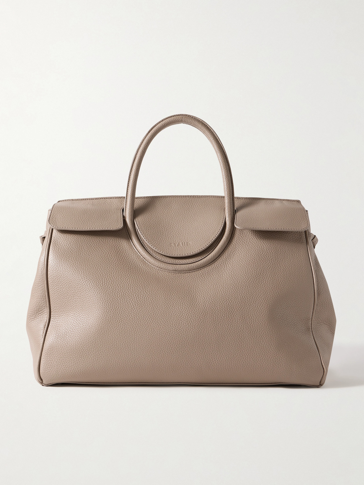 Staud Maude Textured-leather Tote In Neutrals