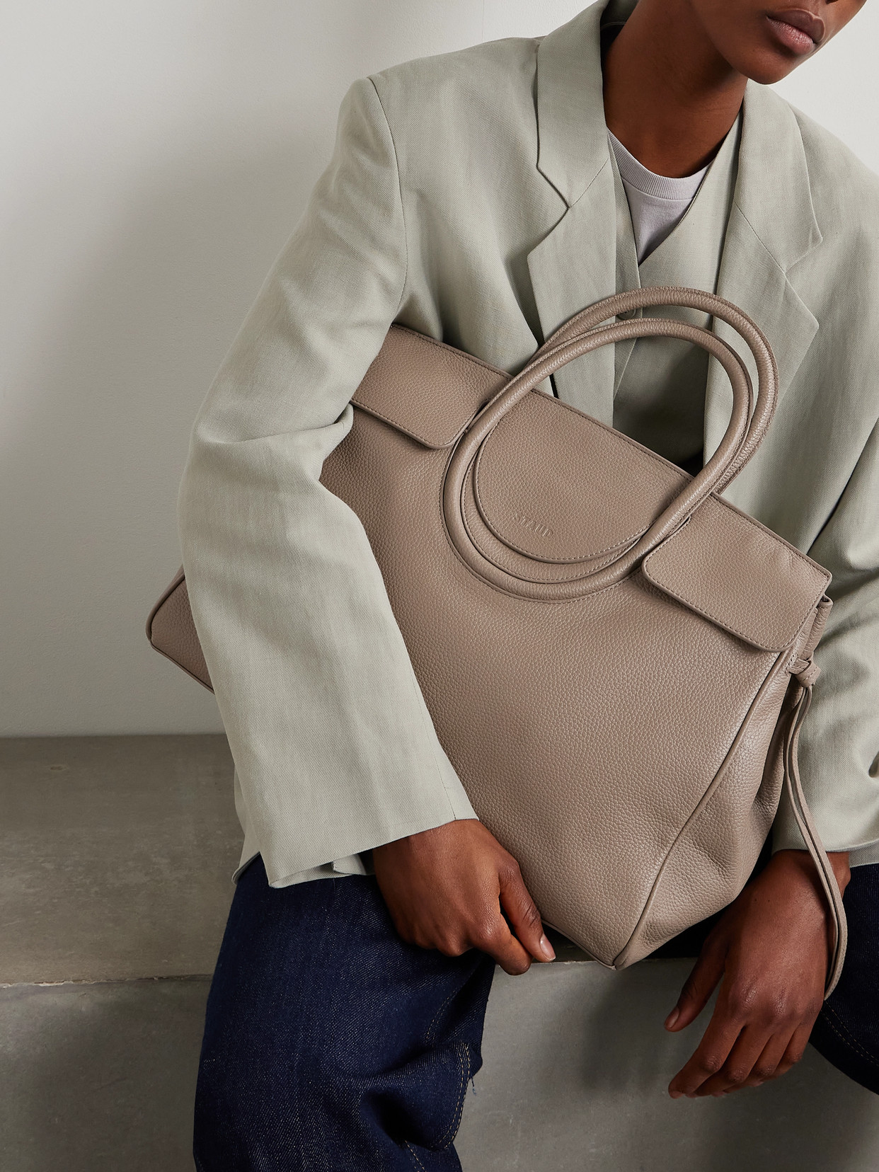 STAUD MAUDE TEXTURED-LEATHER TOTE