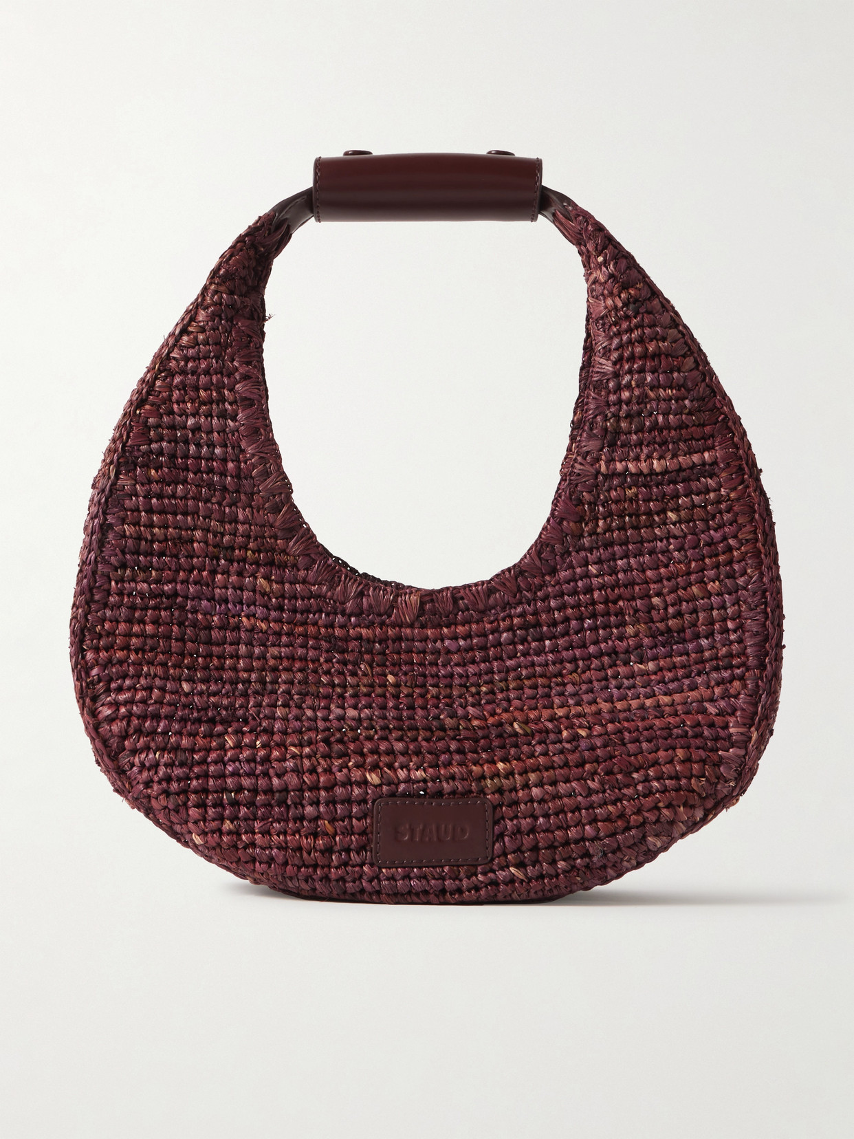 Staud Moon Large Raffia Shoulder Bag In Brown