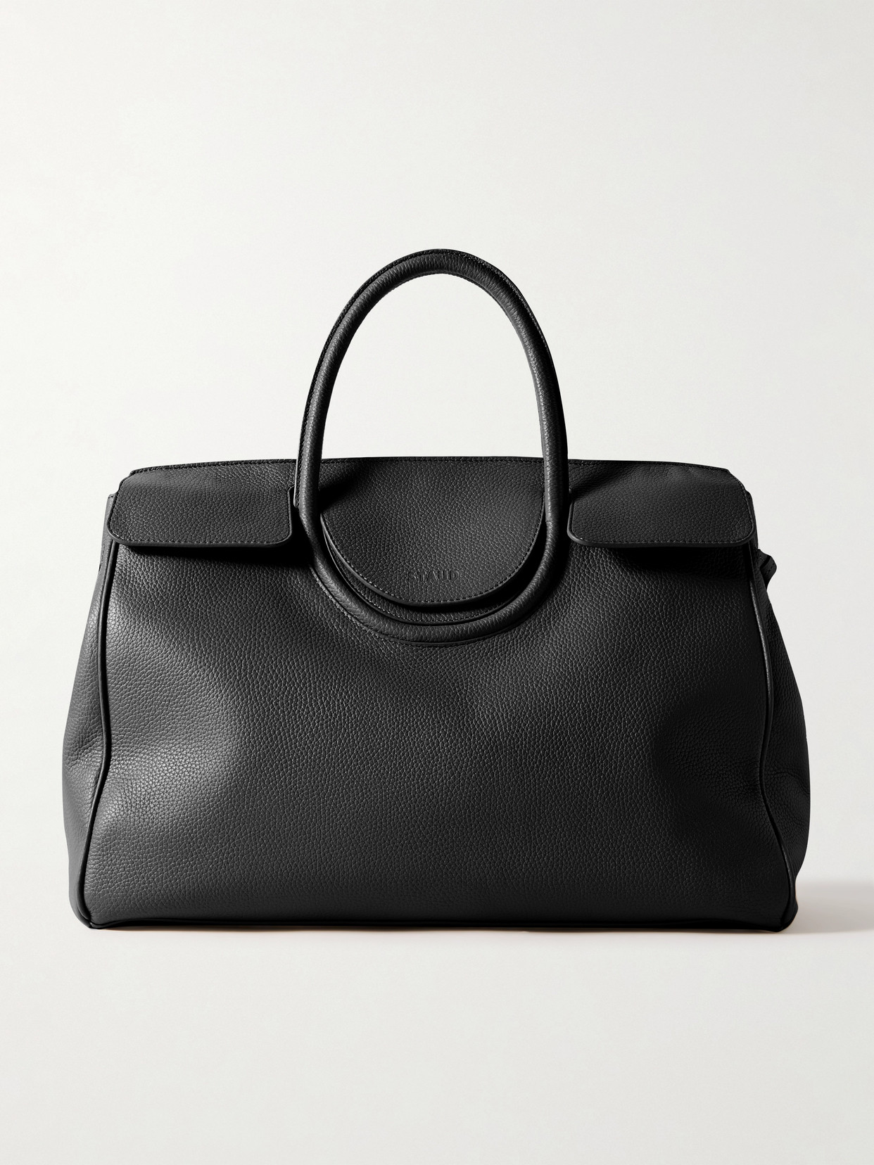 Staud Maude Textured-leather Tote In Black