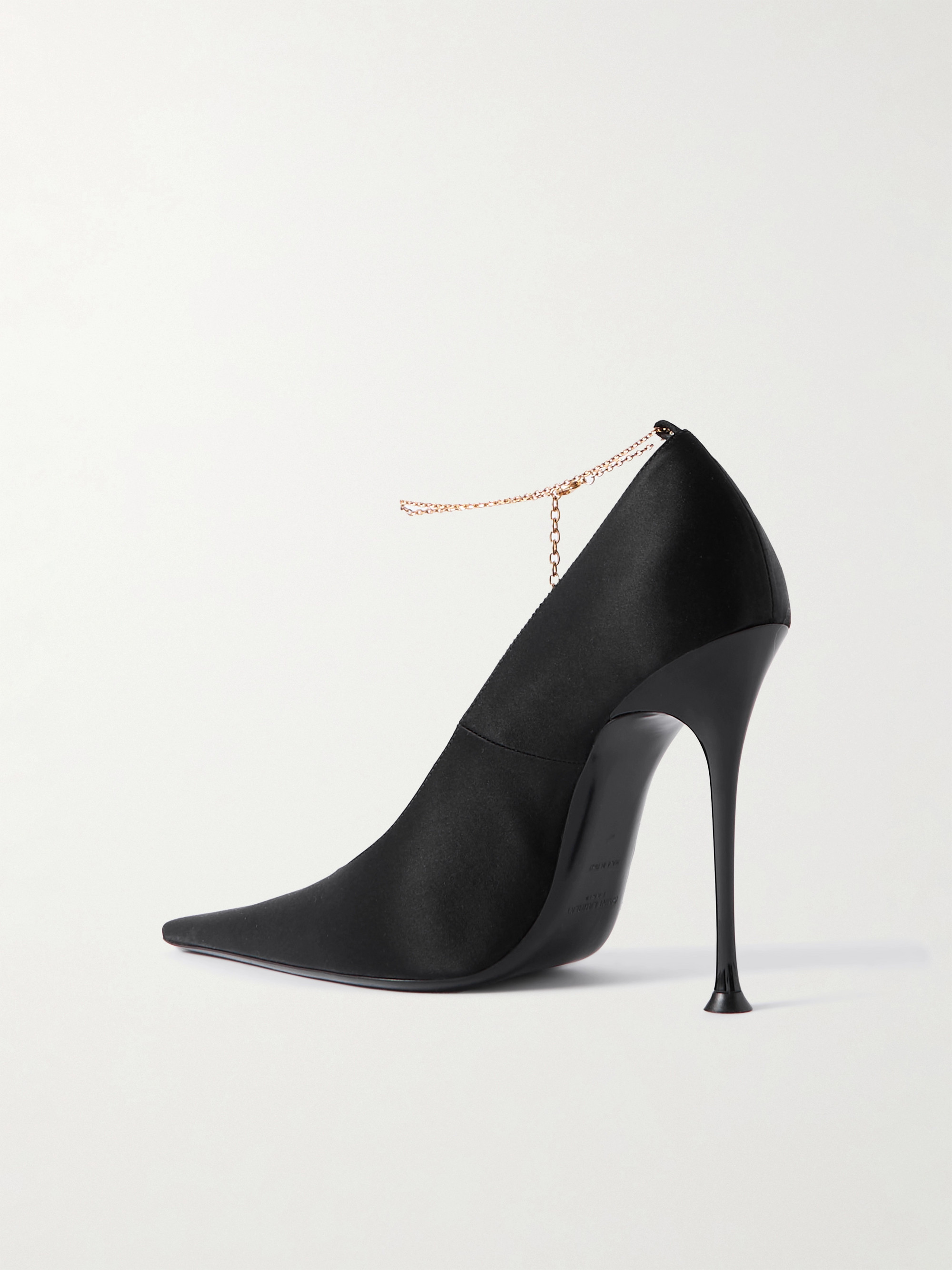 Saint Laurent Régine chain-embellished satin point-toe pumps
