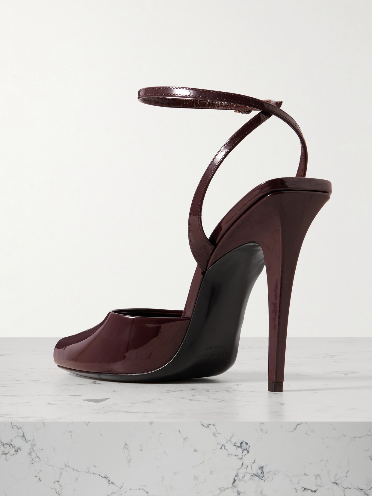 SAINT LAURENT LA SCANDALE PATENT-LEATHER MULES