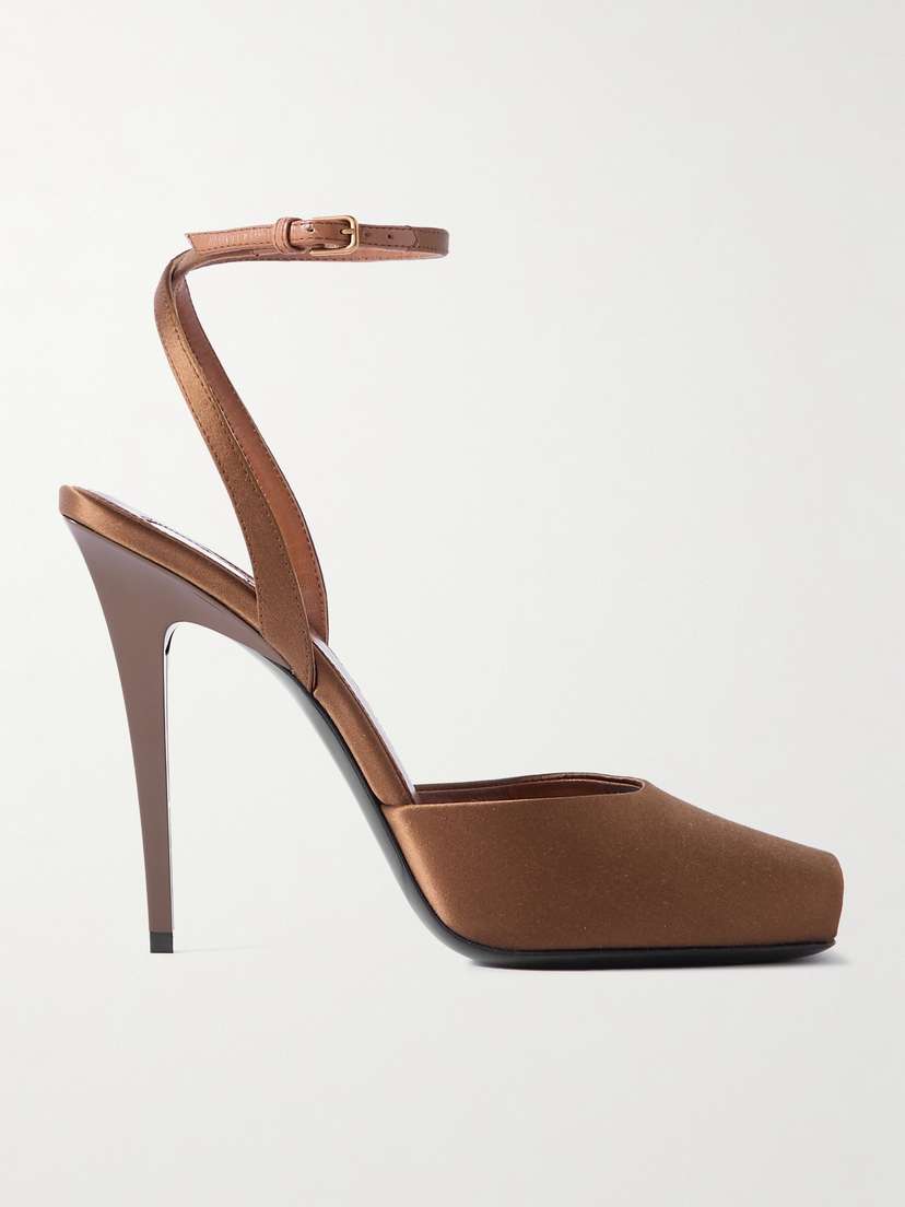 Saint Laurent La Scandale Leather-trimmed Satin Sandals