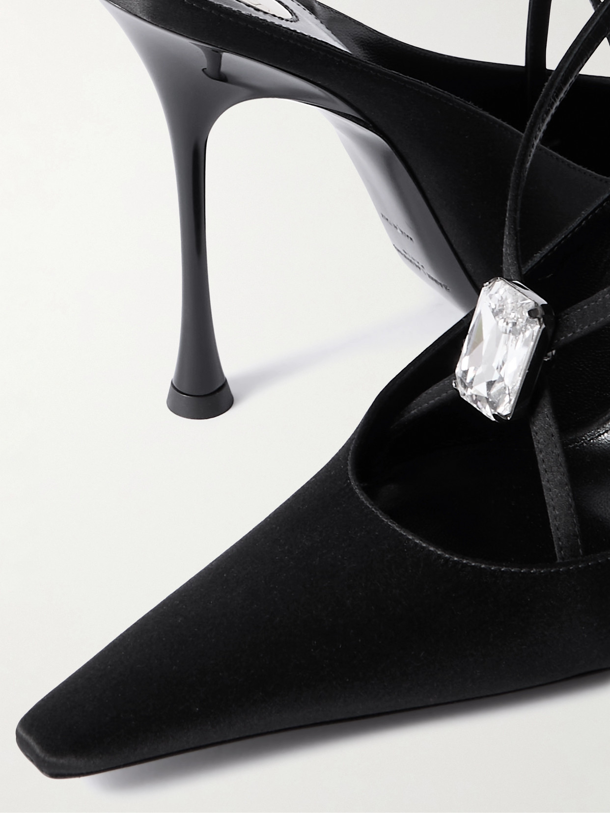 Saint Laurent Harlow Crystal-embellished Satin Pumps In Black
