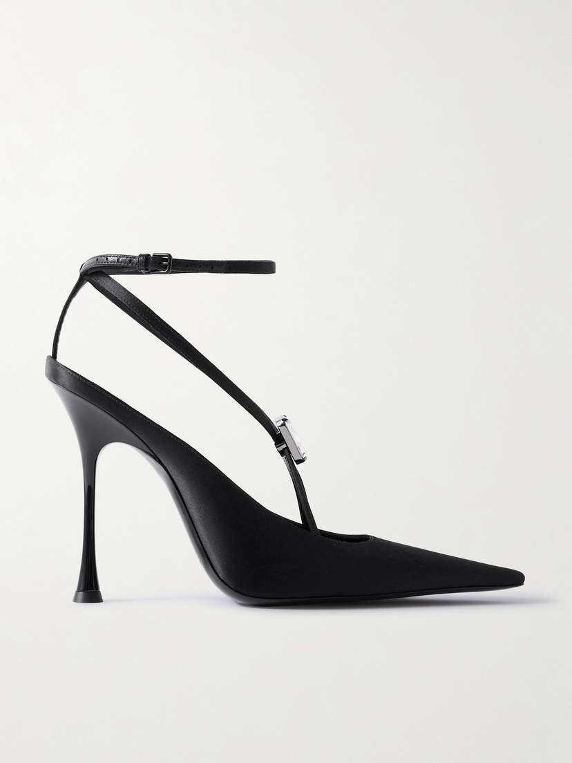 Saint Laurent Harlow Crystal-embellished Satin Pumps