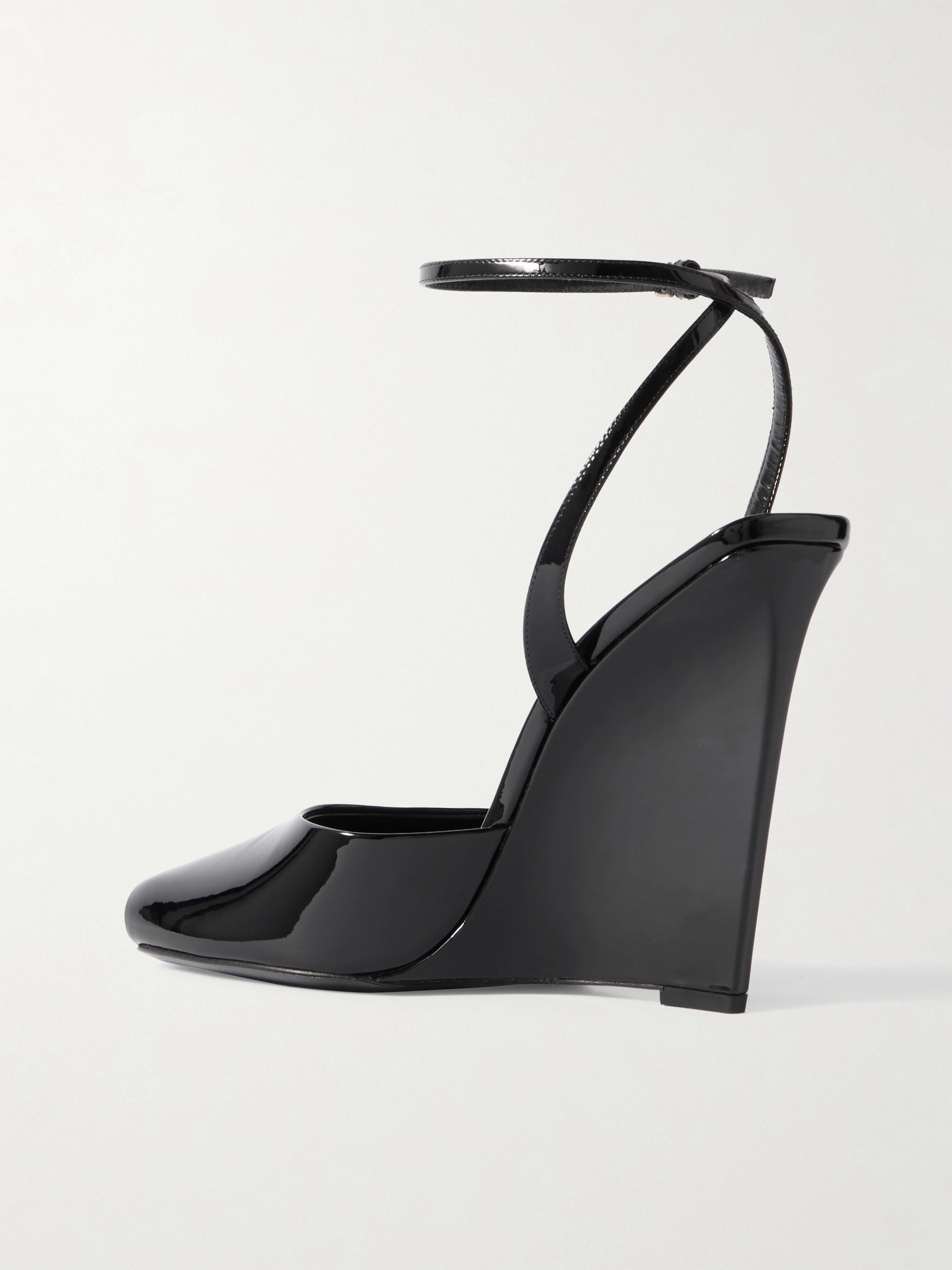Saint Laurent La Scandale patent-leather wedge sandals