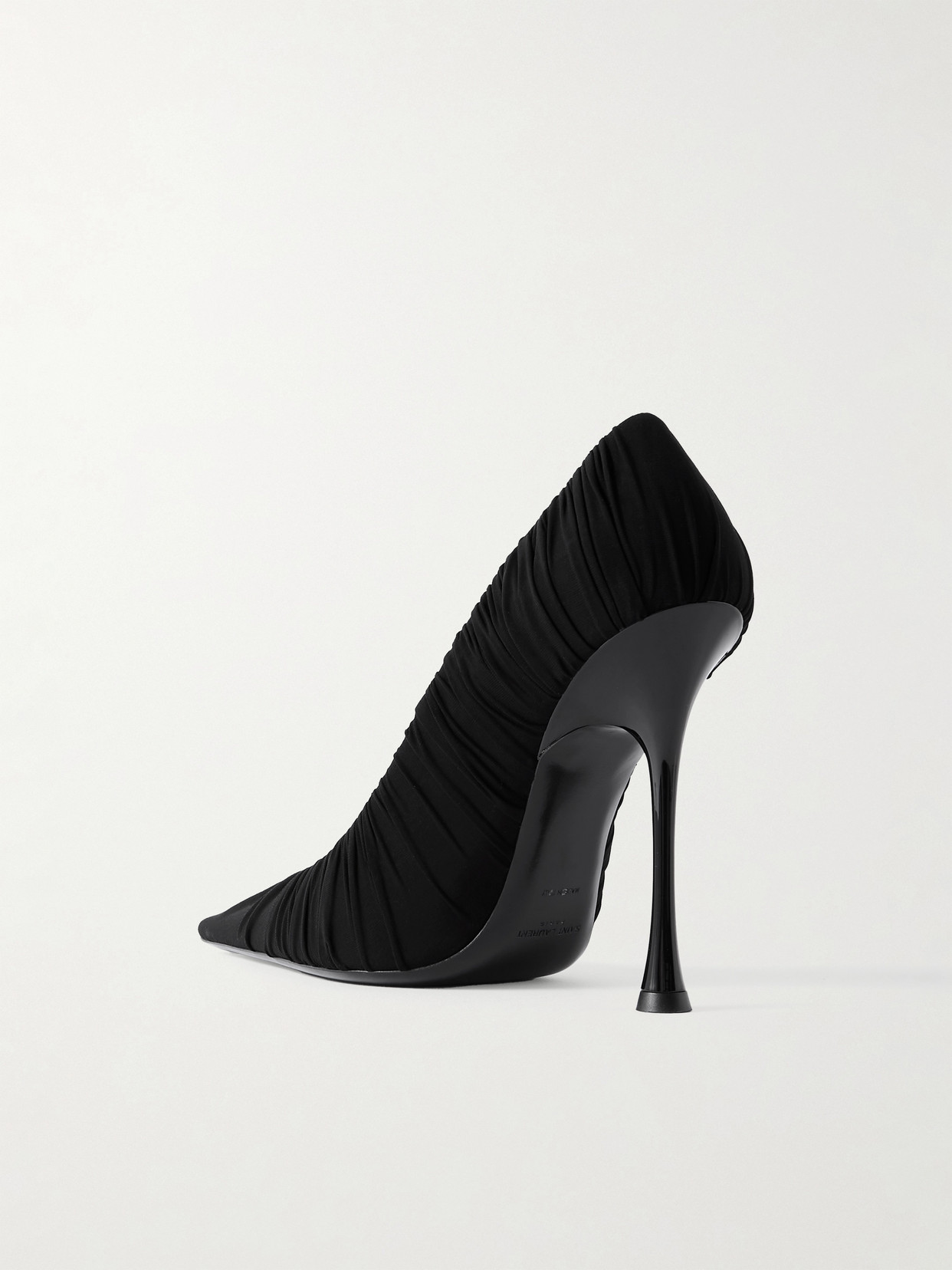 Saint Laurent Emmanuelle Ruched Tulle Pumps In Black