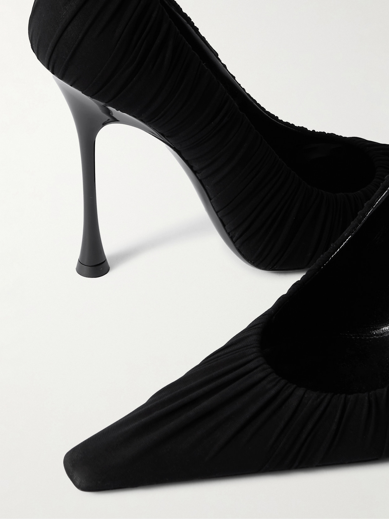 Saint Laurent Emmanuelle Ruched Tulle Pumps In Black