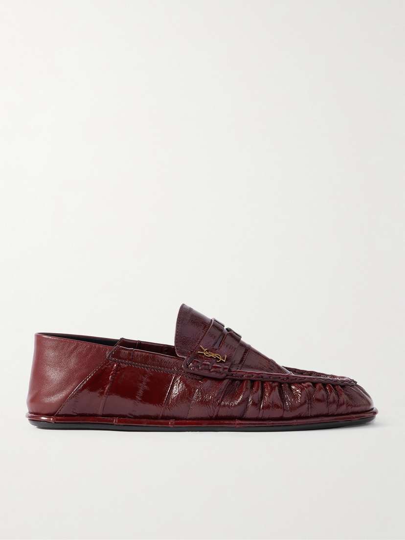 Saint Laurent Le Loafer Embellished Collapsible-heel Glossed-eel Loafers