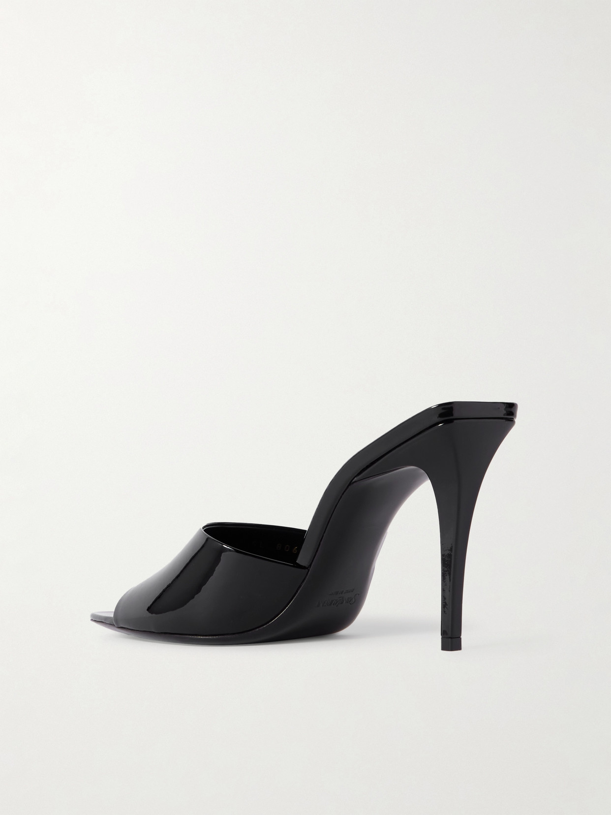 Shop Saint Laurent Romy Patent-leather Mules In Black