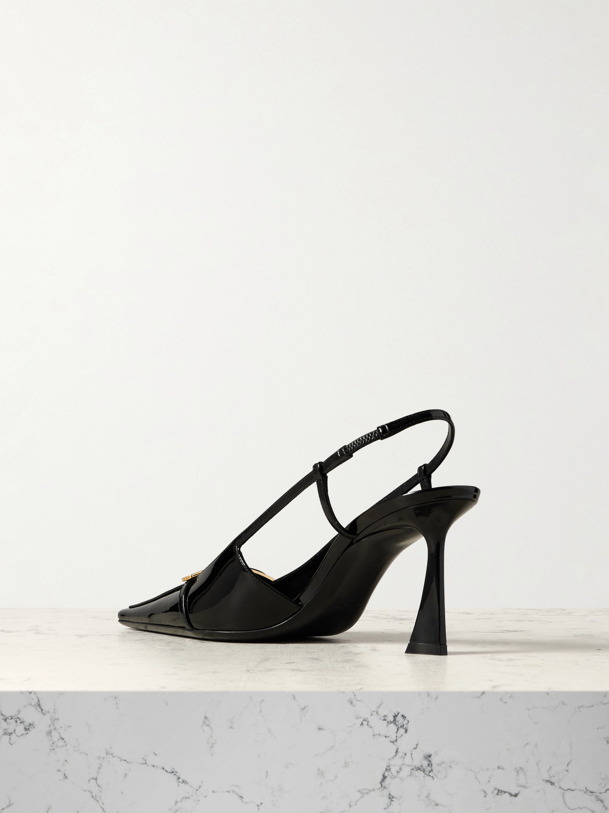 Saint Laurent Jacqueline Buckle-embellished Patent-leather Slingback Pumps In Black