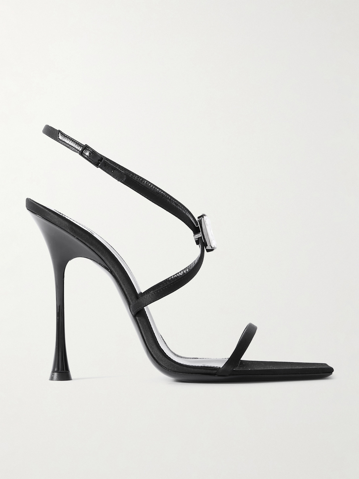Saint Laurent Harlow Crystal-embellished Satin Sandals In Black