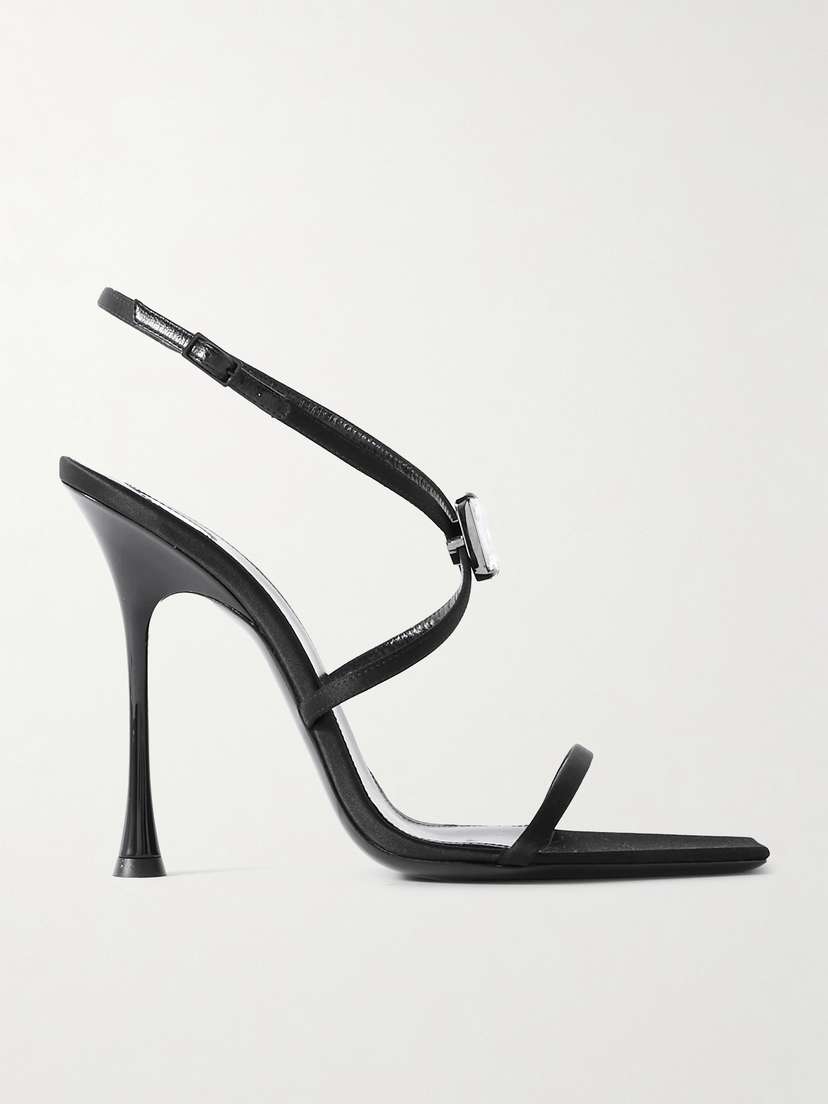 Saint Laurent Harlow Crystal-embellished Satin Sandals