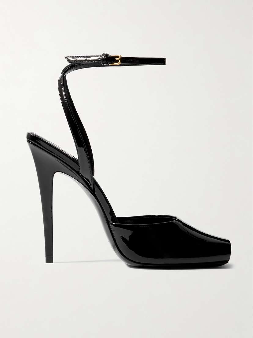 Saint Laurent La Scandale Patent-leather Mules