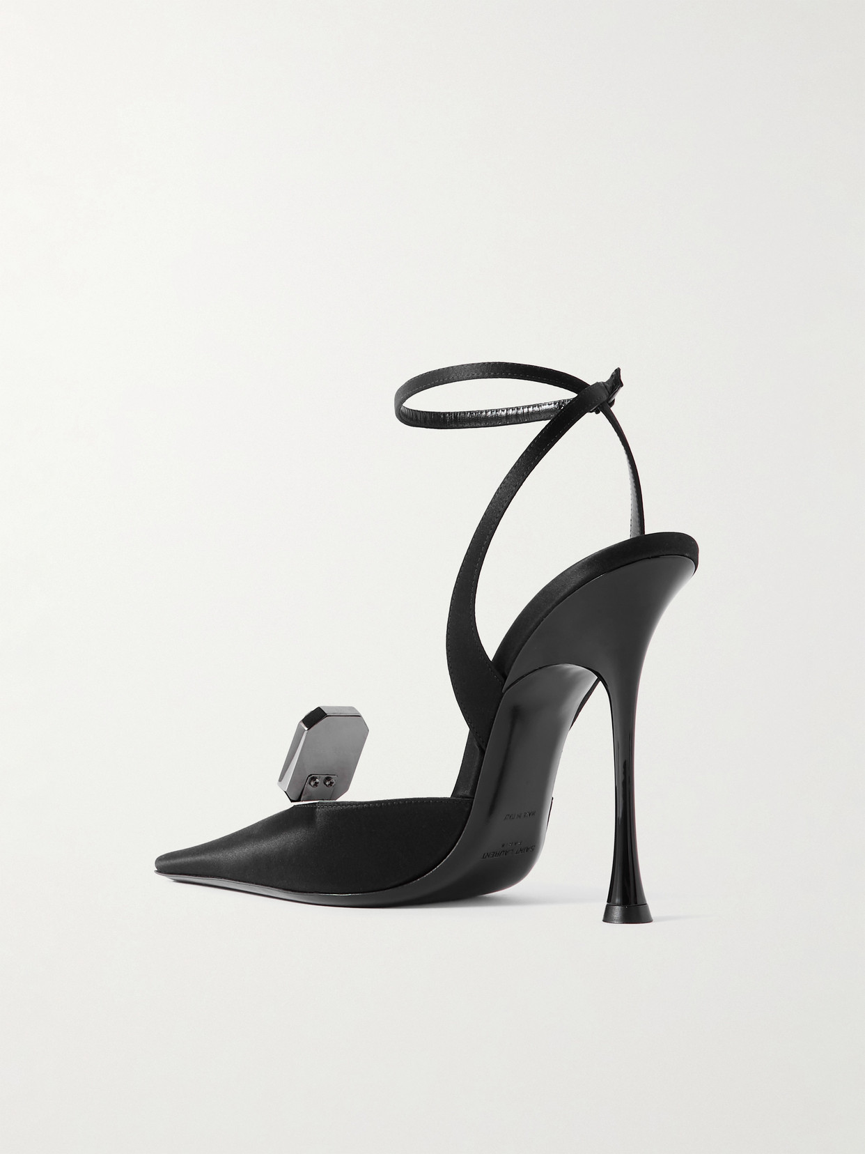 Saint Laurent Harlow Crystal-embellished Satin Pumps In Black