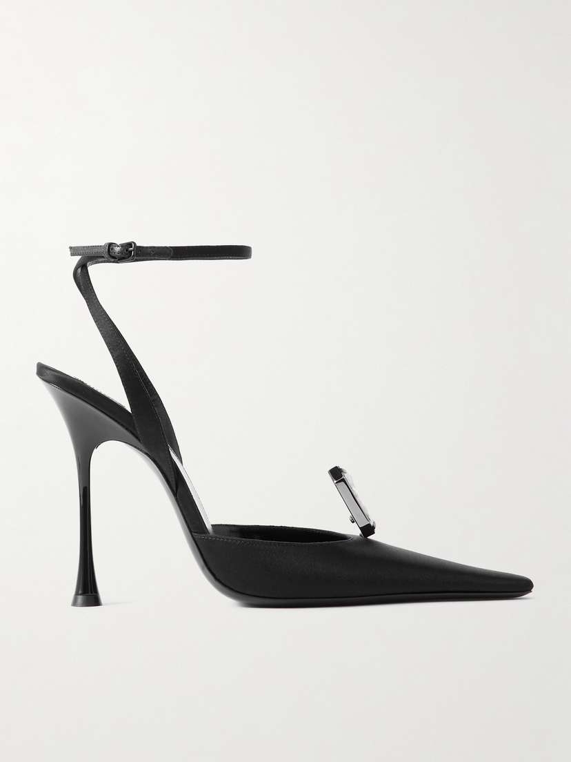 Saint Laurent Harlow Crystal-embellished Satin Pumps