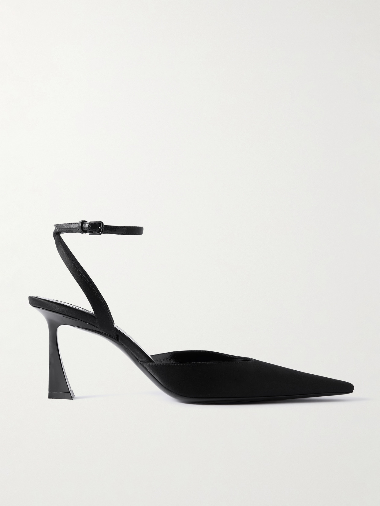 SAINT LAURENT - Aimee Leather-trimmed Satin Pumps - Black