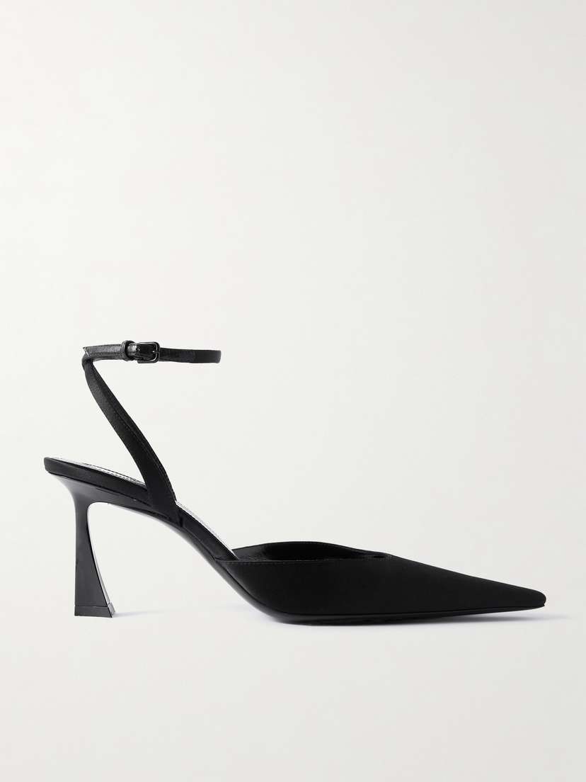 Saint Laurent Aimee Leather-trimmed Satin Pumps