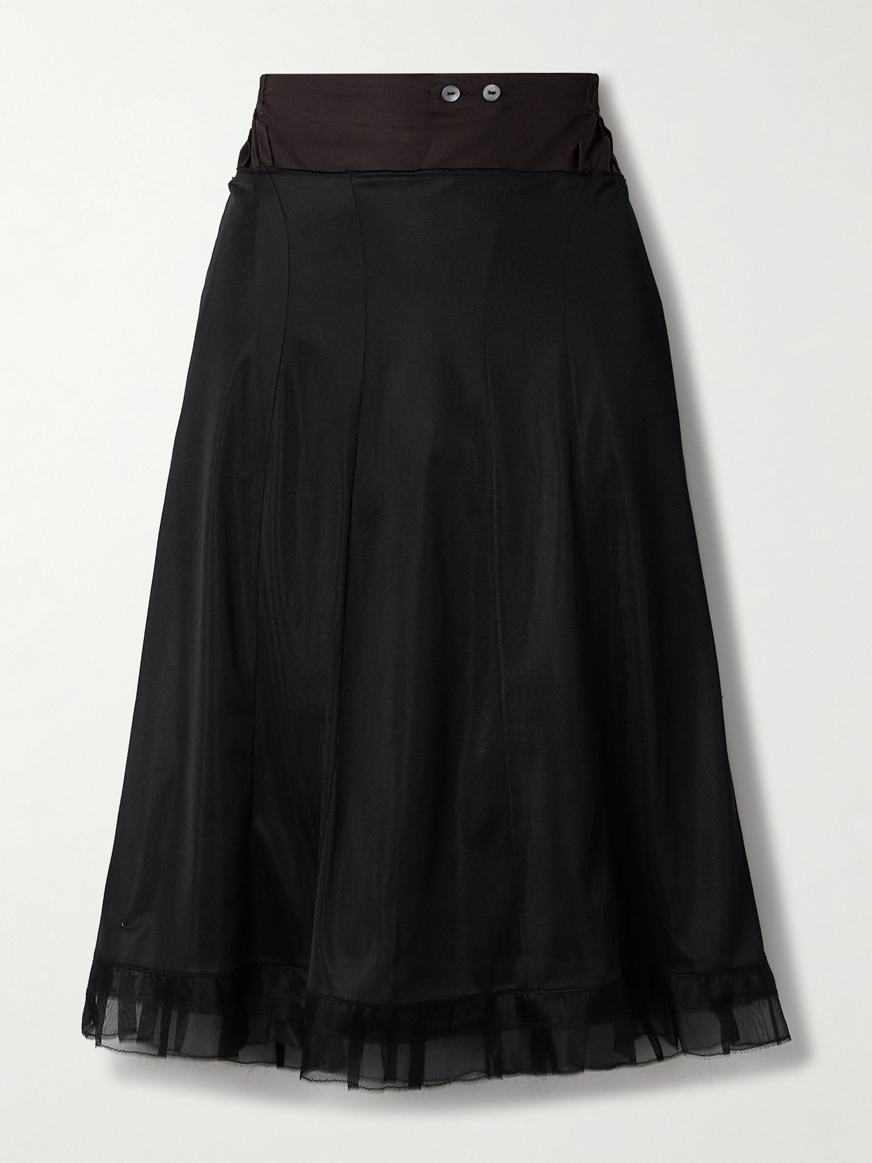 Maison Margiela Paneled Chiffon And Cotton Midi Skirt In Black