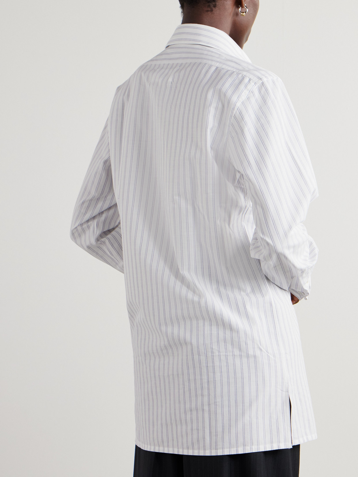 Maison Margiela Oversized Striped Cotton Shirt In White