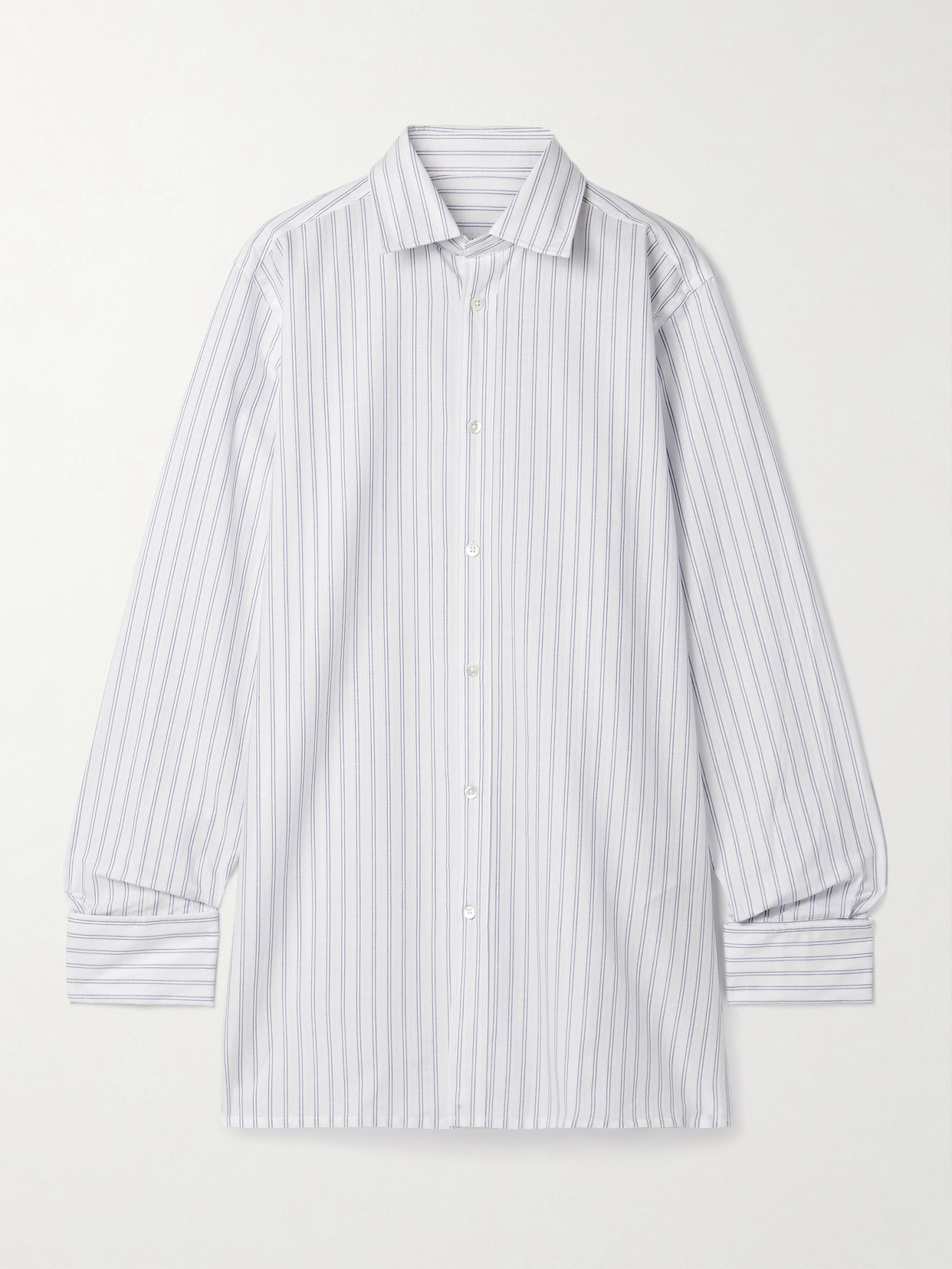 Maison Margiela Oversized Striped Cotton Shirt In White