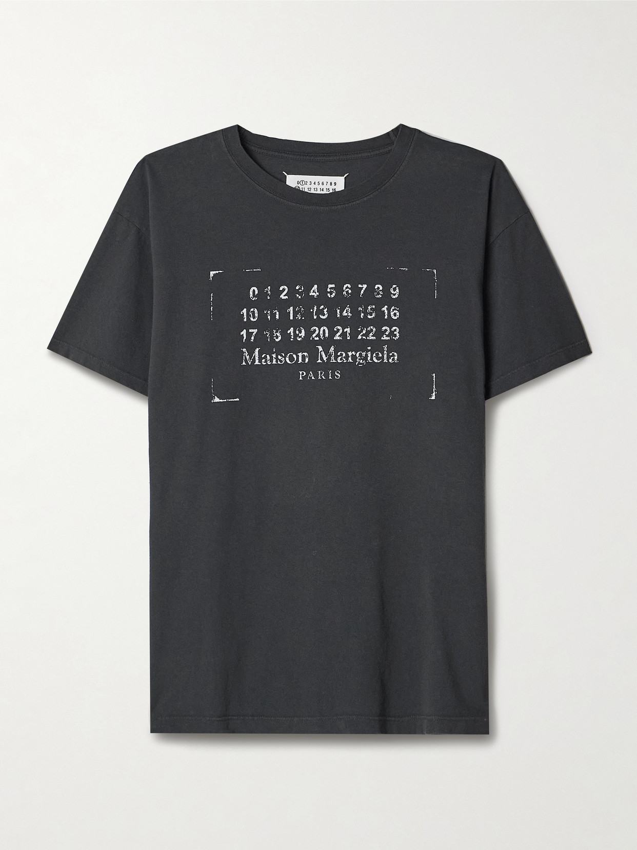 Maison Margiela Cotton Crew Neck T-shirt With Logo Print In Gray