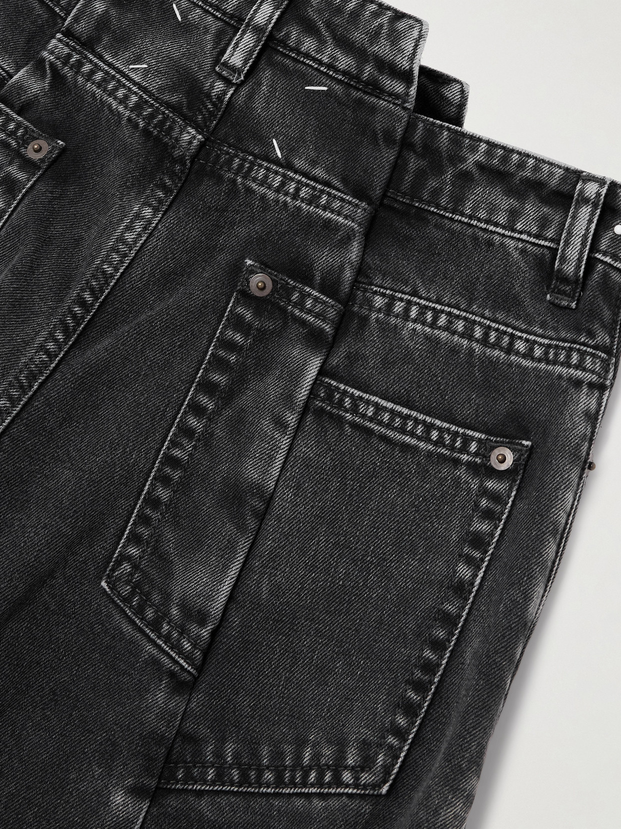 Maison Margiela Black Jeans With Wide Leg And Four-stitch Moniker Logo In Denim Woman