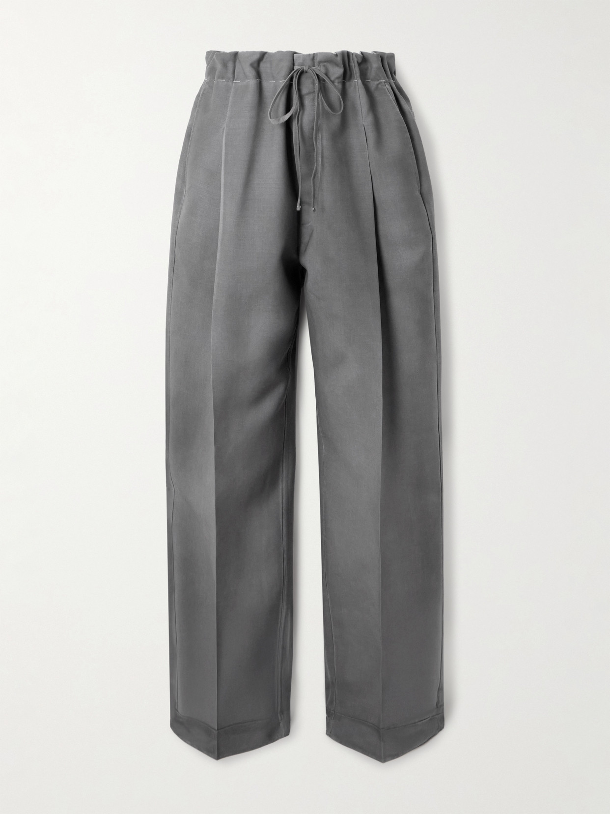 Maison Margiela Pleated Mohair And Wool-blend Wide-leg Pants In Gray