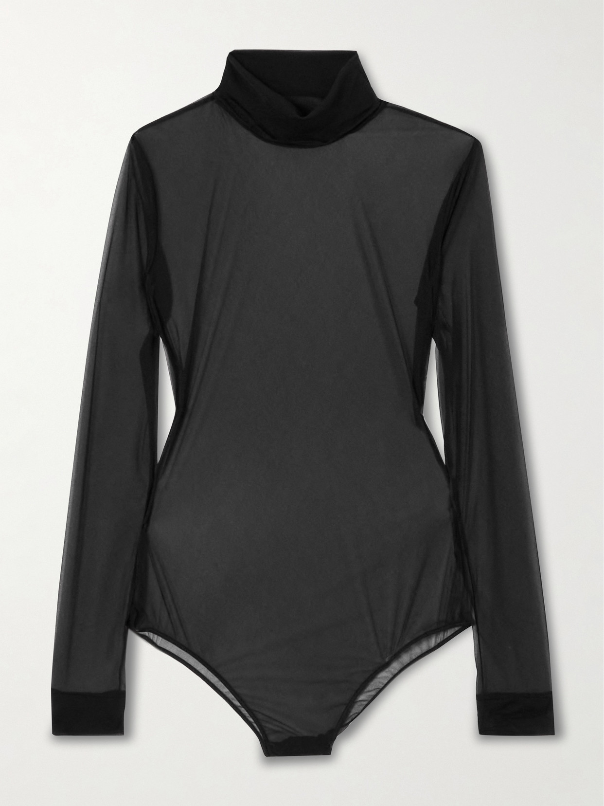 Maison Margiela Chiffon Turtleneck Bodysuit In Black