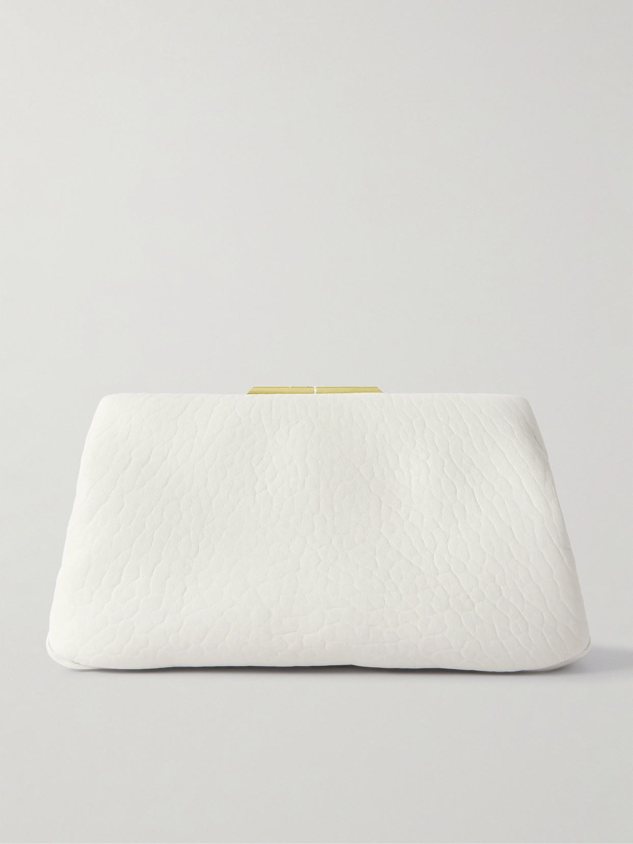 Saint Laurent Textured-leather Clutch In White