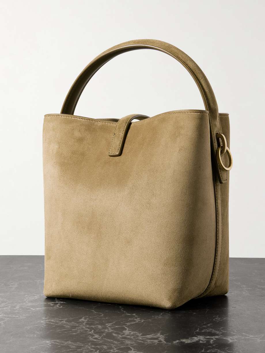 LE 37 SMALL BUCKET BAG 20 IN HUNTER GREEN SUEDE GOLD HARDWARE