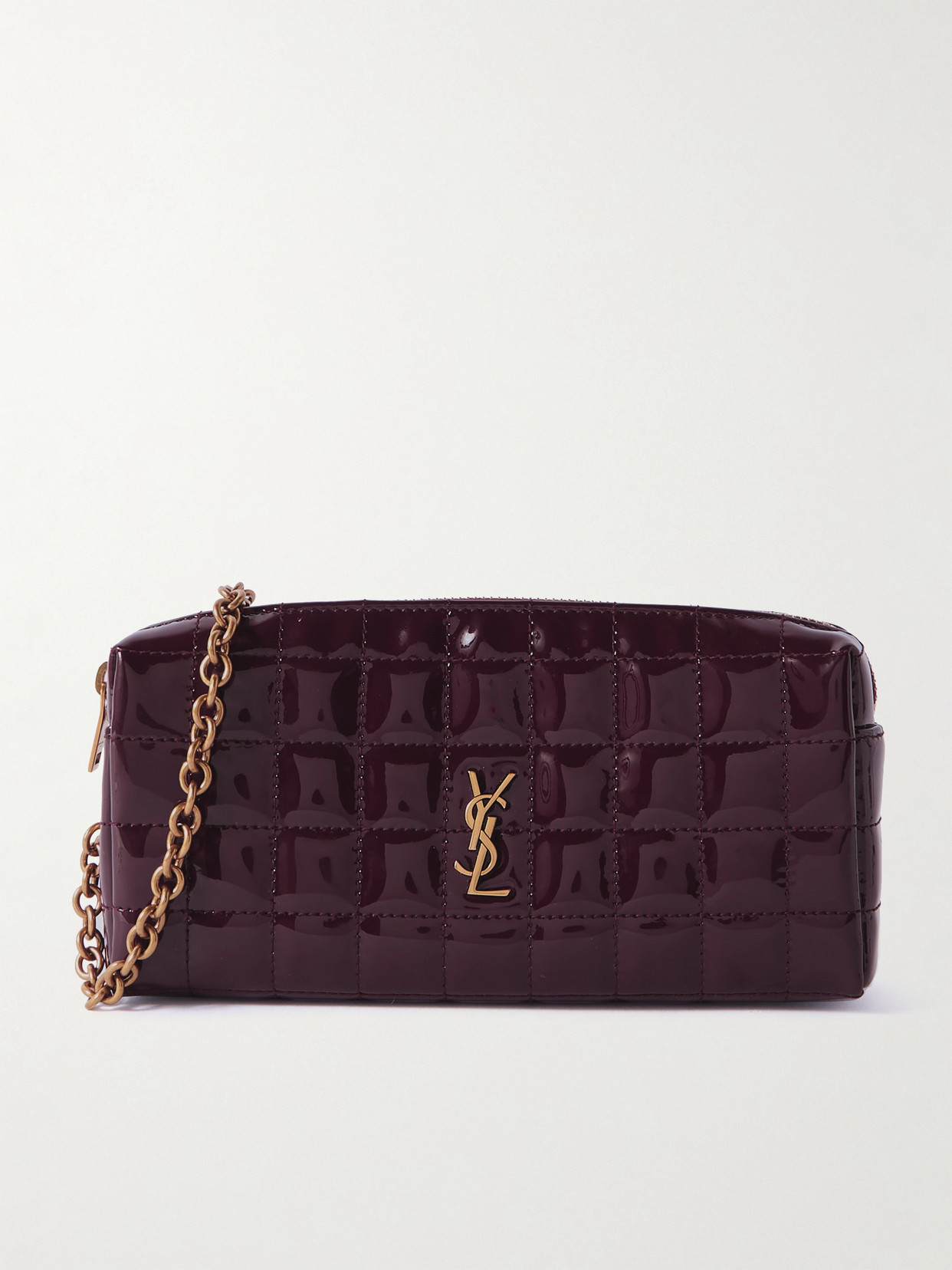 Saint Laurent Cassandre Mini Matelassé Vinyl Clutch In Burgundy