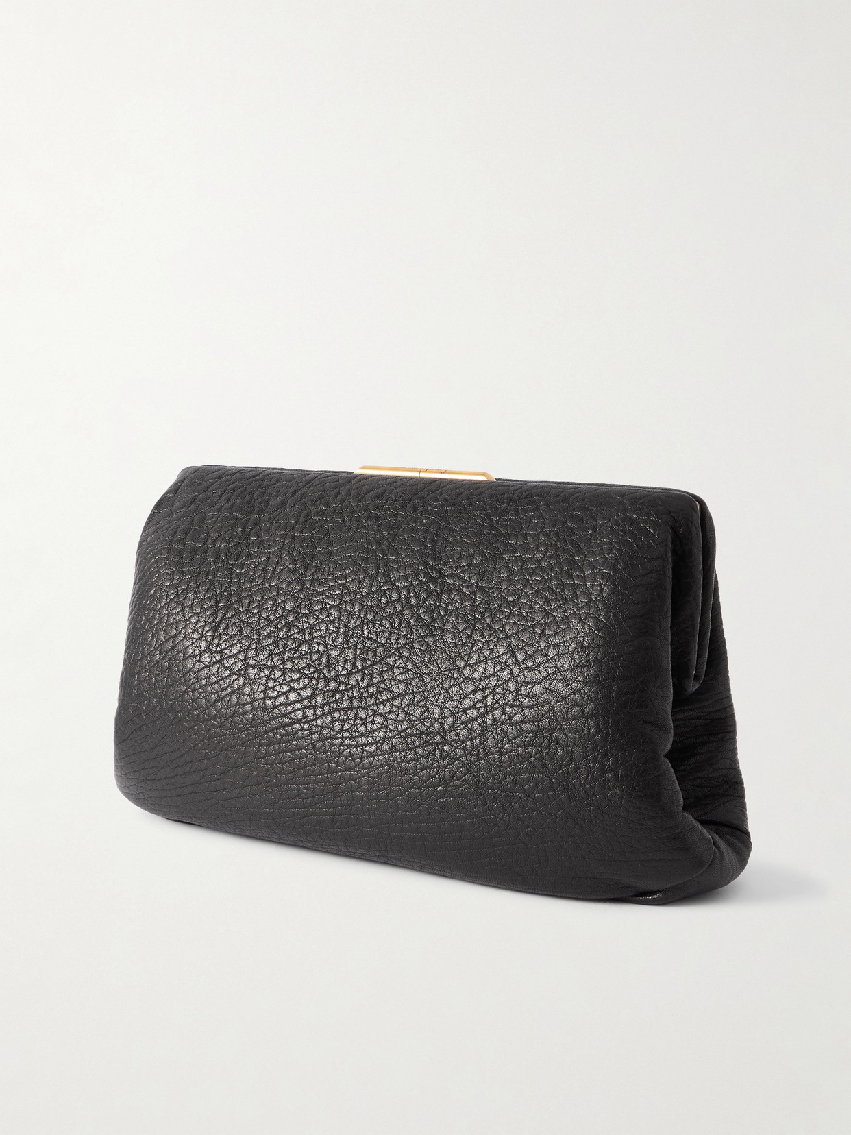 Saint Laurent Large Textured-leather Clutch In Black