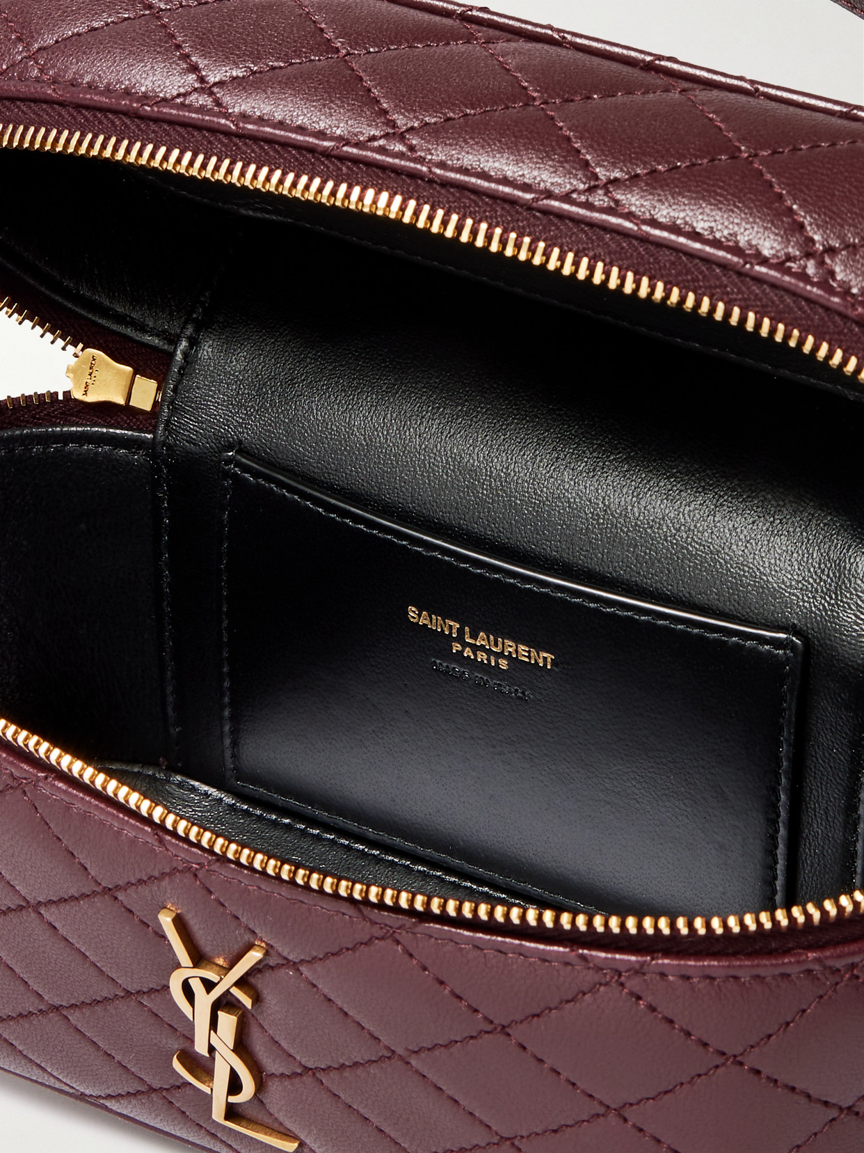 Saint Laurent Gaby Vanity Leather Shoulder Bag In Burgundy
