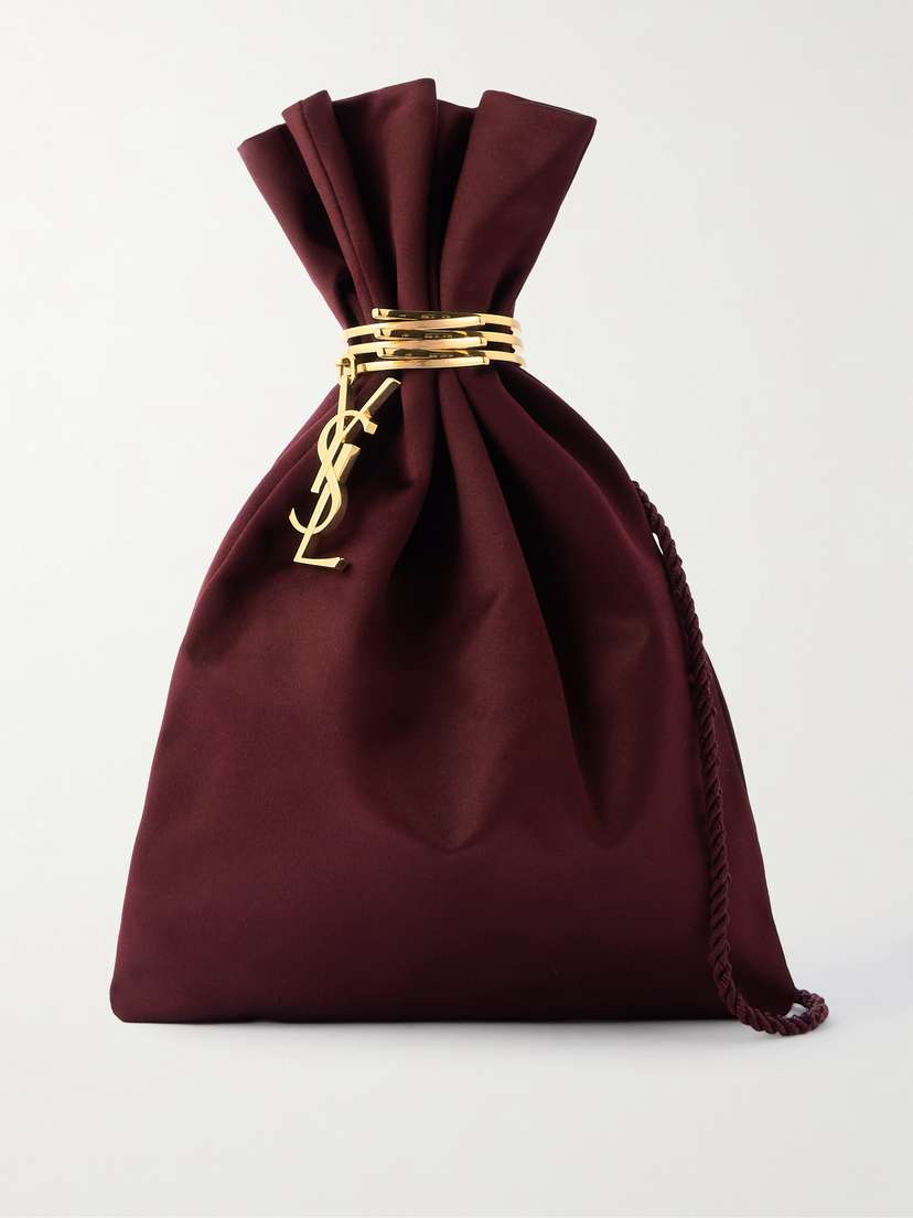 Saint Laurent Embellished Satin Bucket Bag