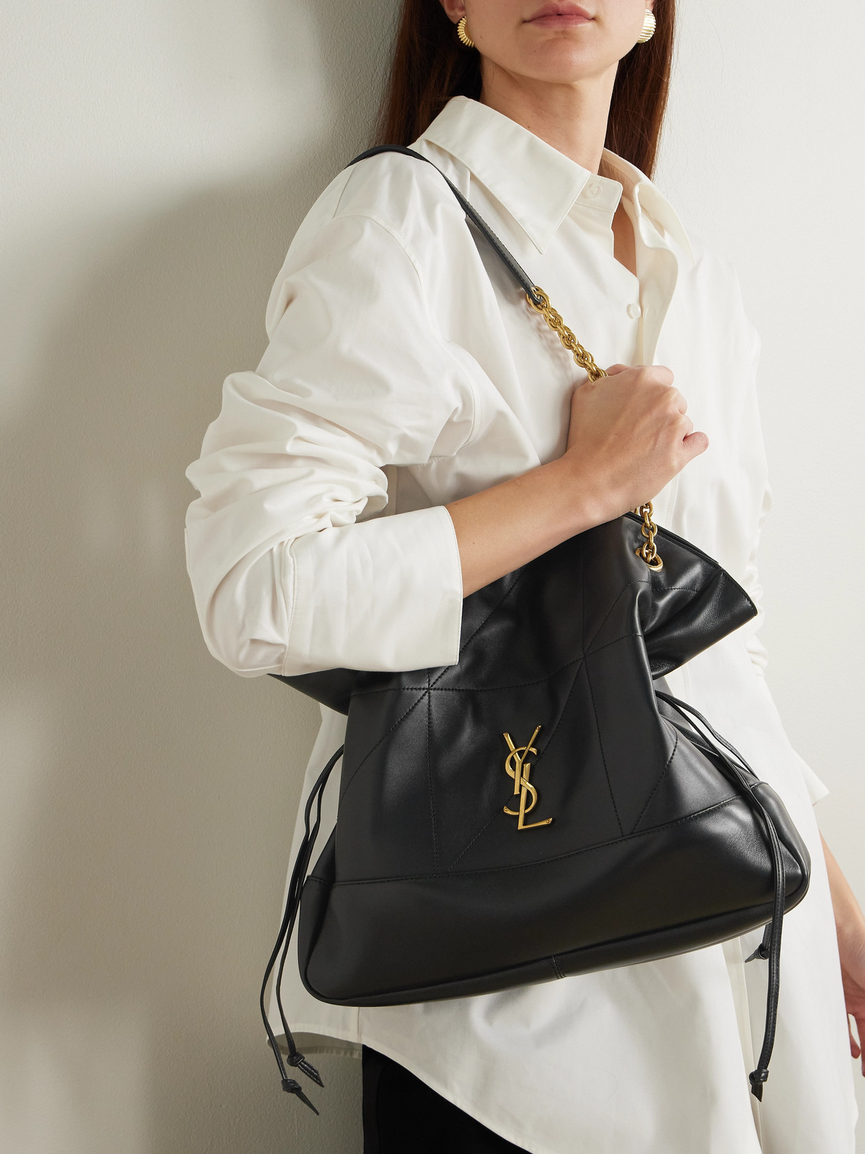 Saint Laurent Large Black Jamie Shopping Bag In Black