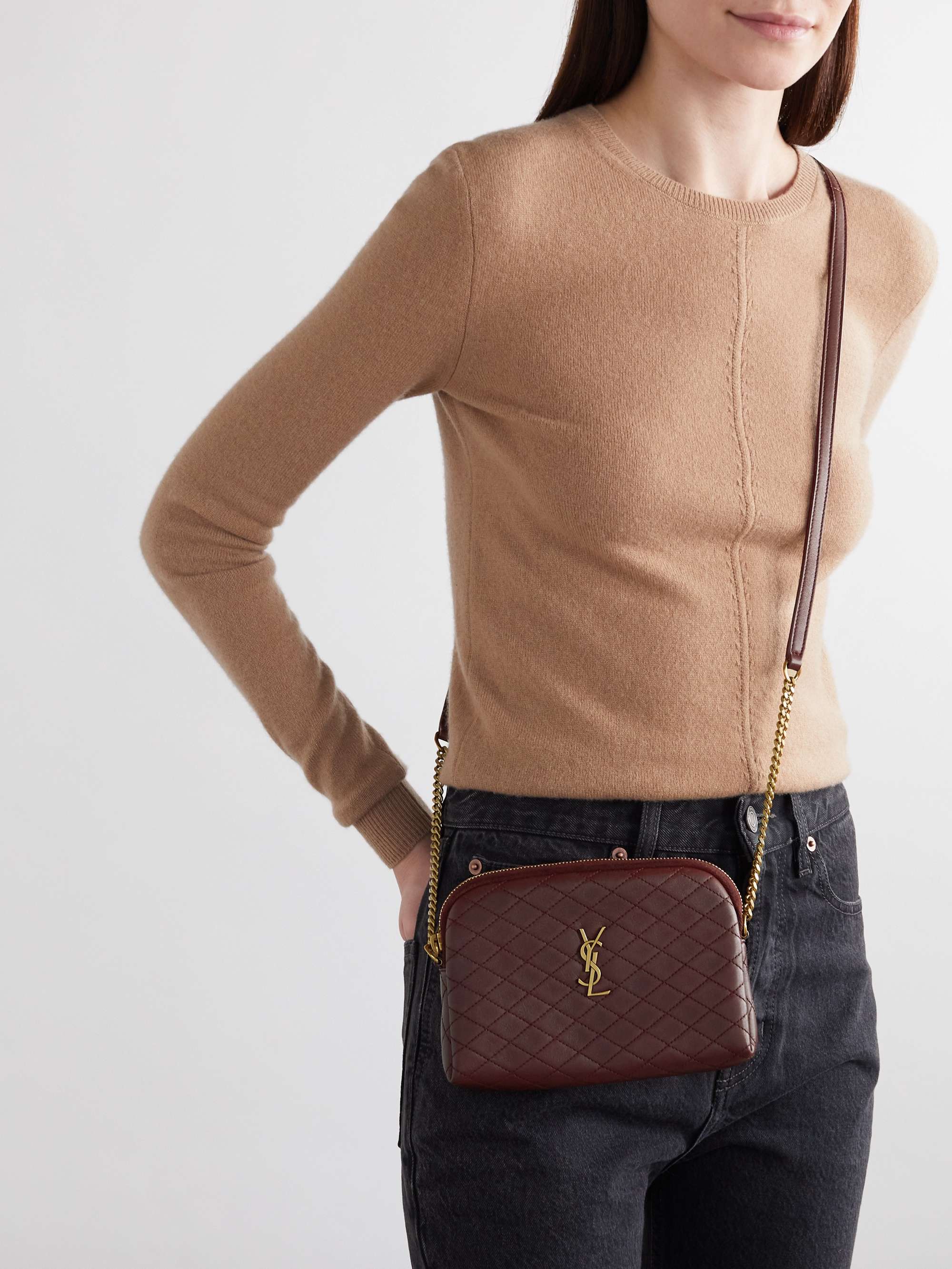 SAINT LAURENT 개비 퀼팅 가죽 숄더 백