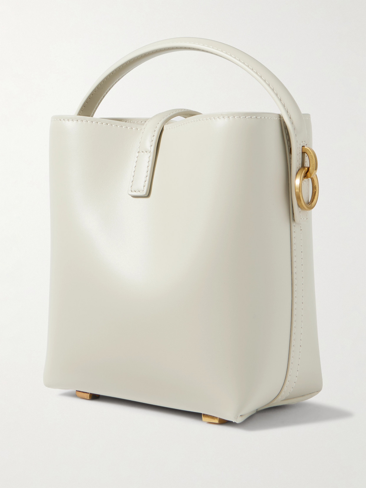 Saint Laurent Le 37 Mini Leather Bucket Bag In White