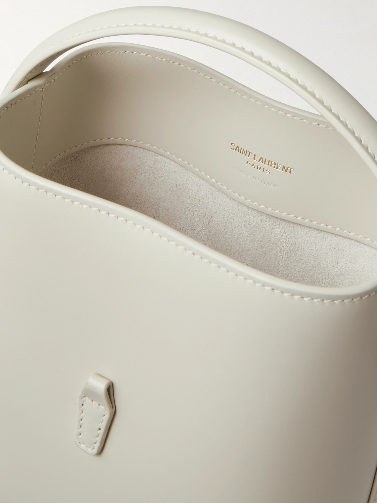 Saint Laurent Le 37 Mini Leather Bucket Bag In White