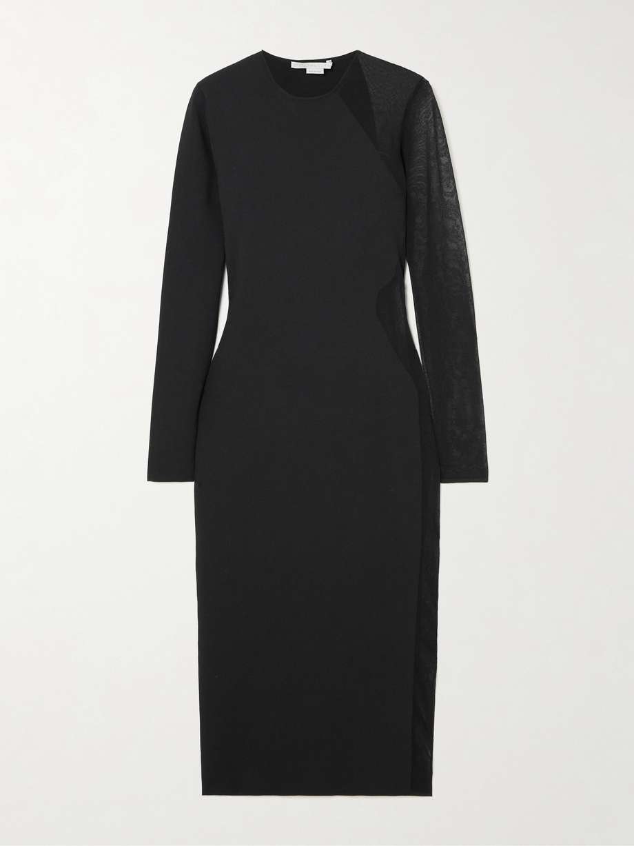 miracle mesh-paneled ponte midi dress