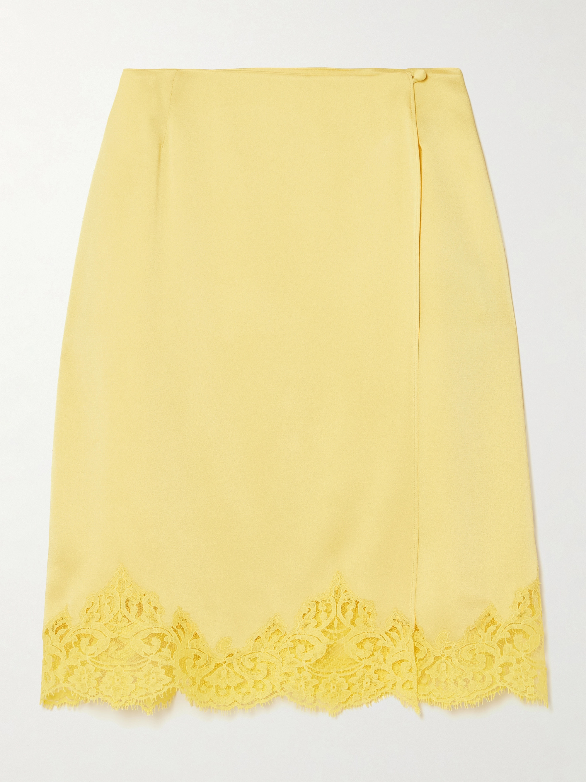 Stella McCartney Iconic wrap-effect lace-trimmed satin skirt