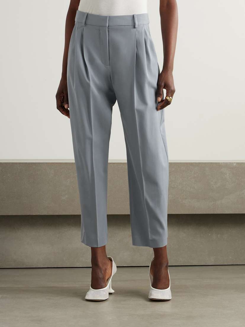 Cropped Pleated Wool-blend Tapered Pants | Image | 2