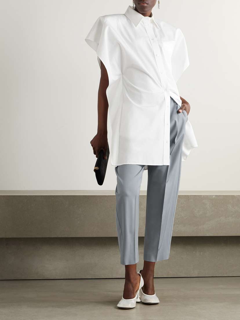 Cropped Pleated Wool-blend Tapered Pants | Image | 1